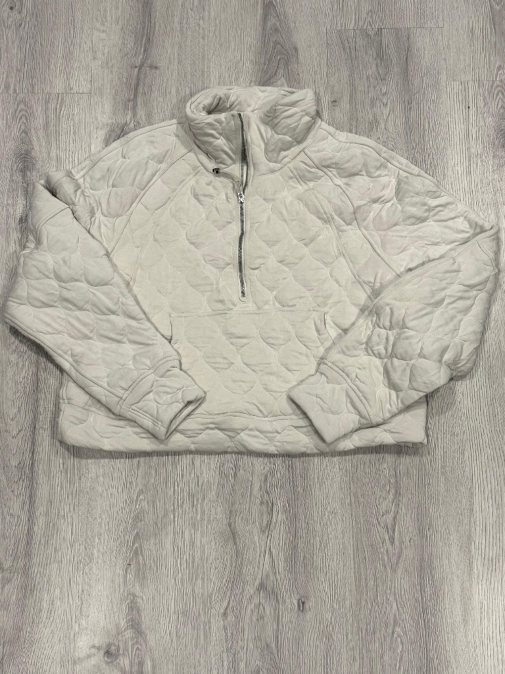 Lululemon Quilted Half Zip Pullover Sweater Bone Cream M/L